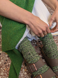 Chunky Wool Boot Socks - Marbled Green: UK 8-11