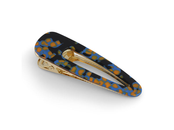 Big Metal London - Tamara Resin Hairclip: White/Blue/Black