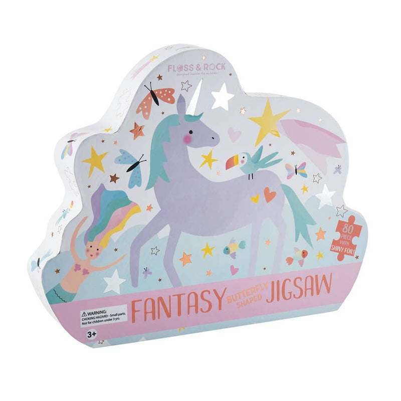 Floss and Rock - UK - Fantasy 80pc " Butterfly" Shaped Jigsaw with Shaped Box