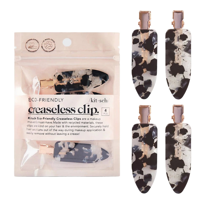Eco-Friendly Creaseless Clips 4pc Set - Black Terrazzo