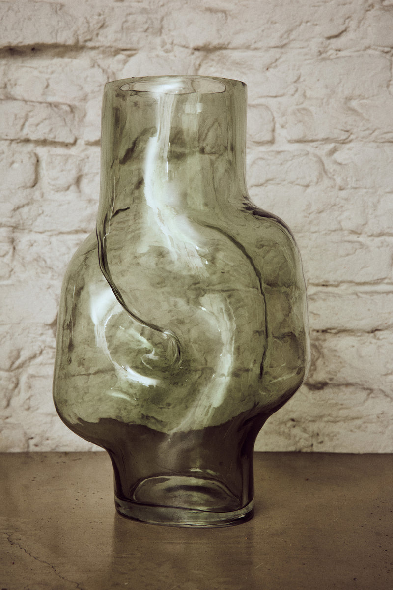 Gleam Glass High Vase - Olive