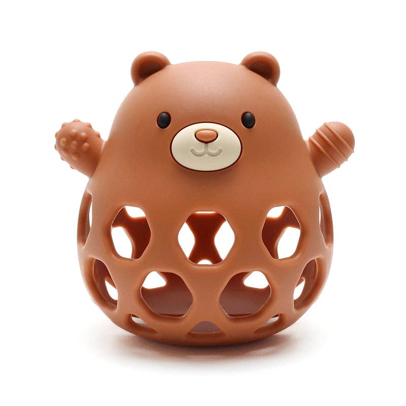 Silicone Motor Skills Bear Ball - Rust