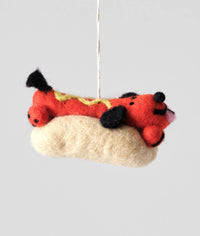 Frank, Hotdog Dog Hanging Felt Ornament
