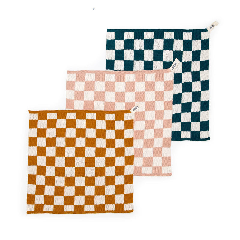 Reusable & Eco-Friendly Cotton Dishcloths: Check Mustard