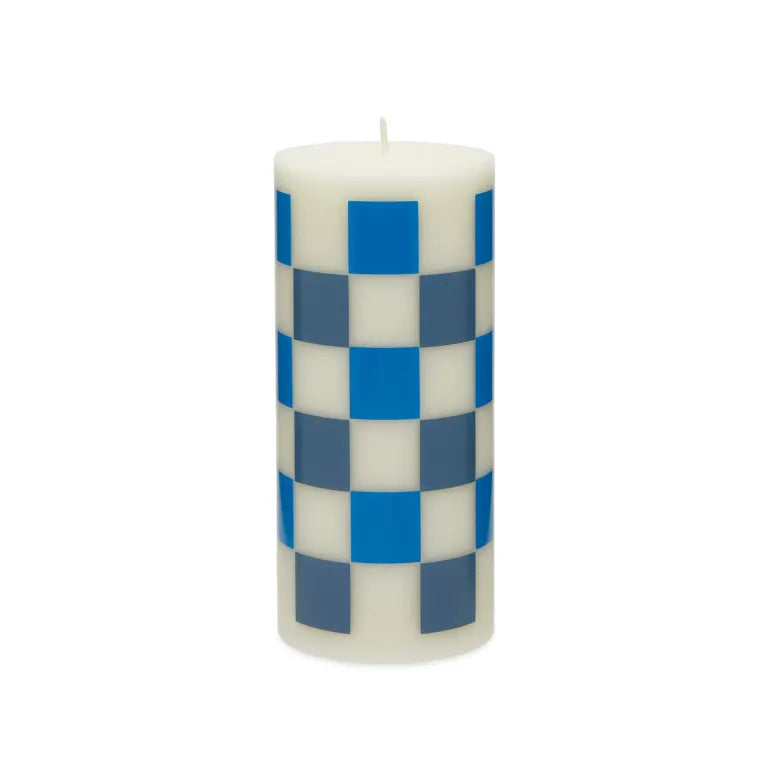 Small Column Candle - Off-white/Blues