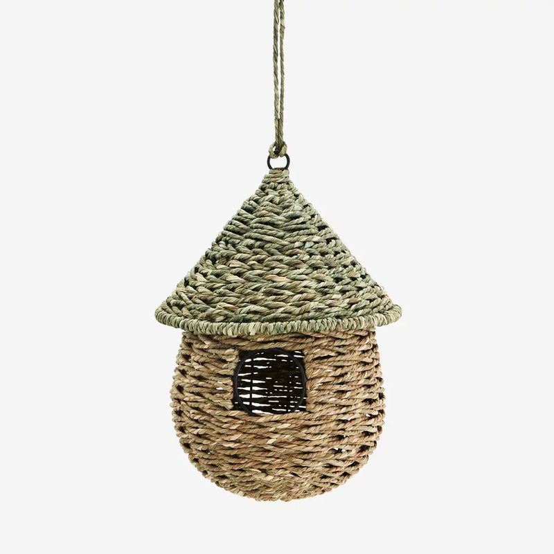 Madam Stoltz - Hanging Bird House (Natural/Green)