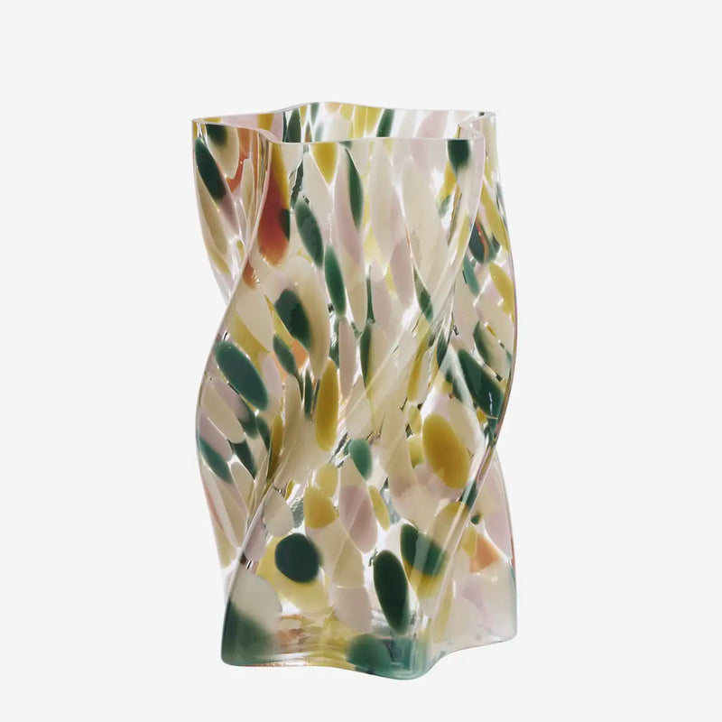 Madam Stoltz - Twisted Vase with Dots (Multi-colour)