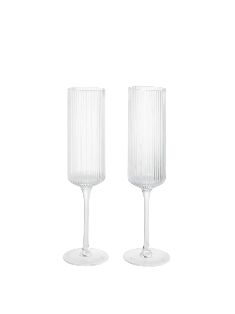 Ripple Champagne Flutes - Set of 2 - Clear