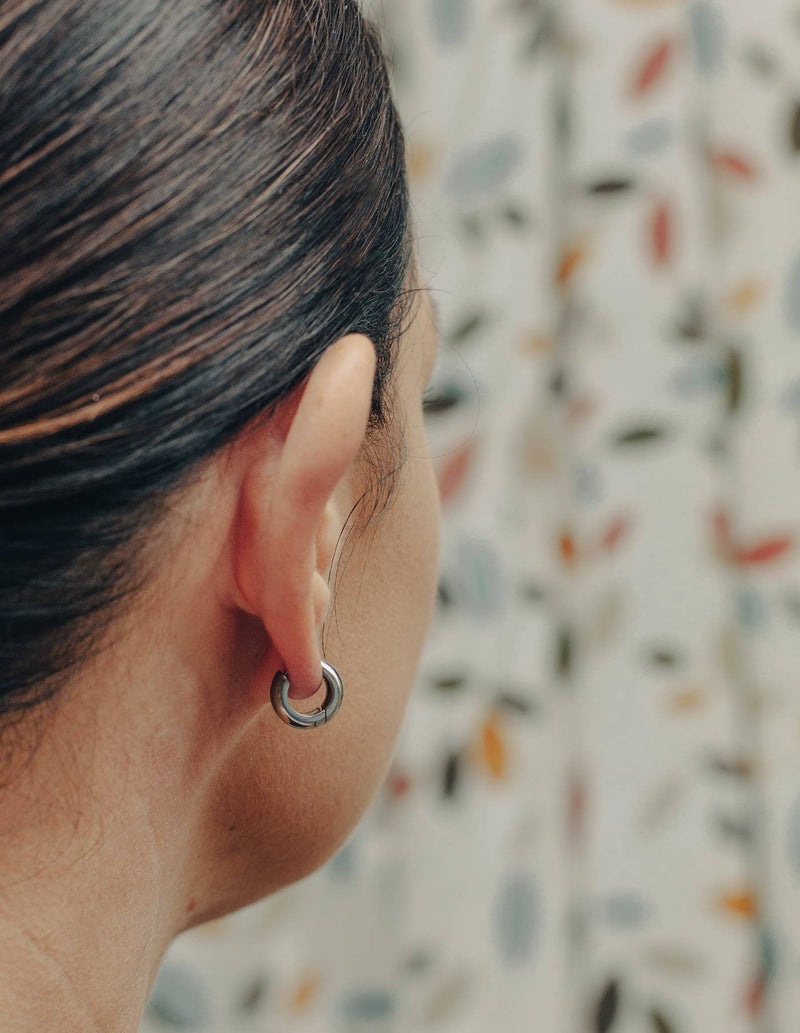 Small Leverback Bold Hoop Earrings - Silver