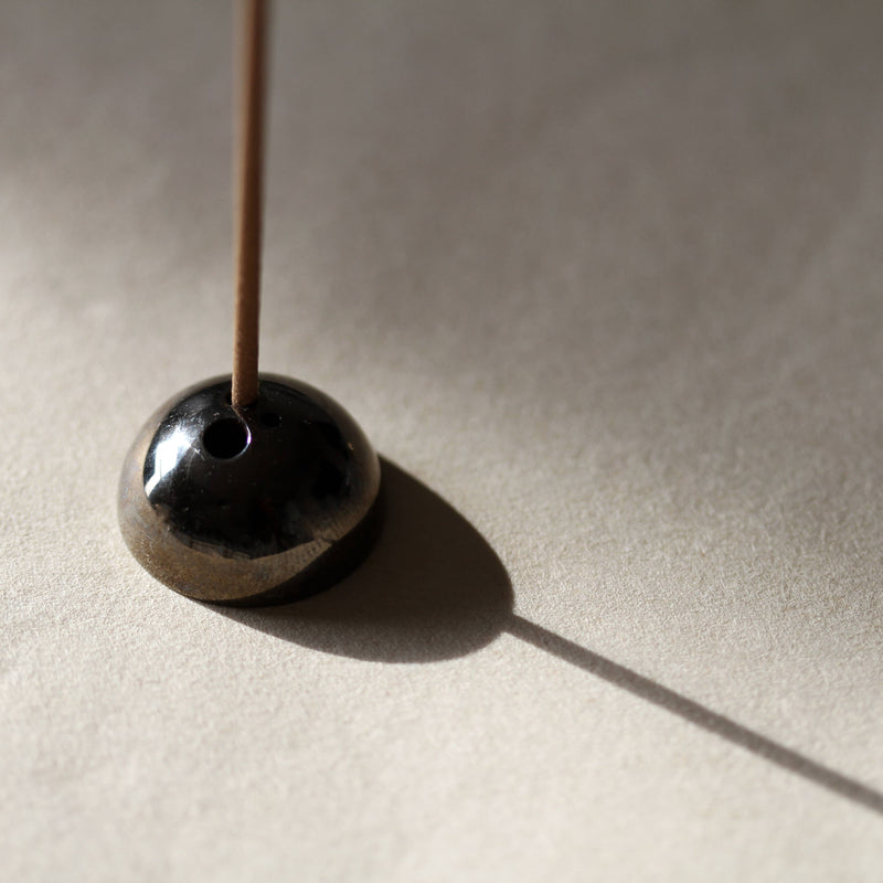 Dome Brass Incense Stick Holder - Black Zinc