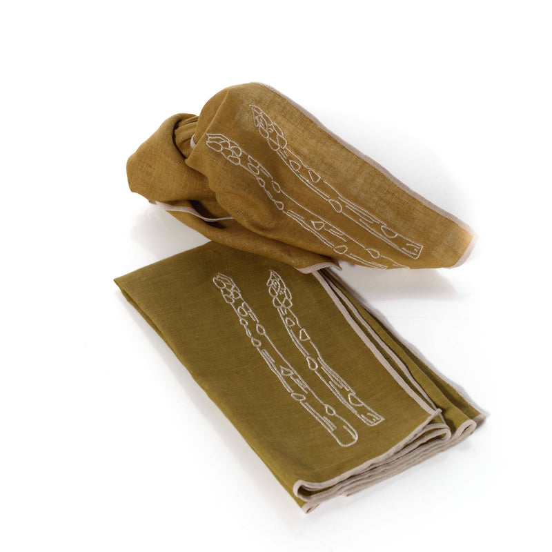 Linen Blend Napkins - Asparagus (Set of 2)