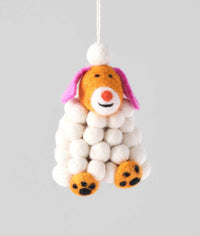 Minu, Snowball Dog Hanging Felt Ornament