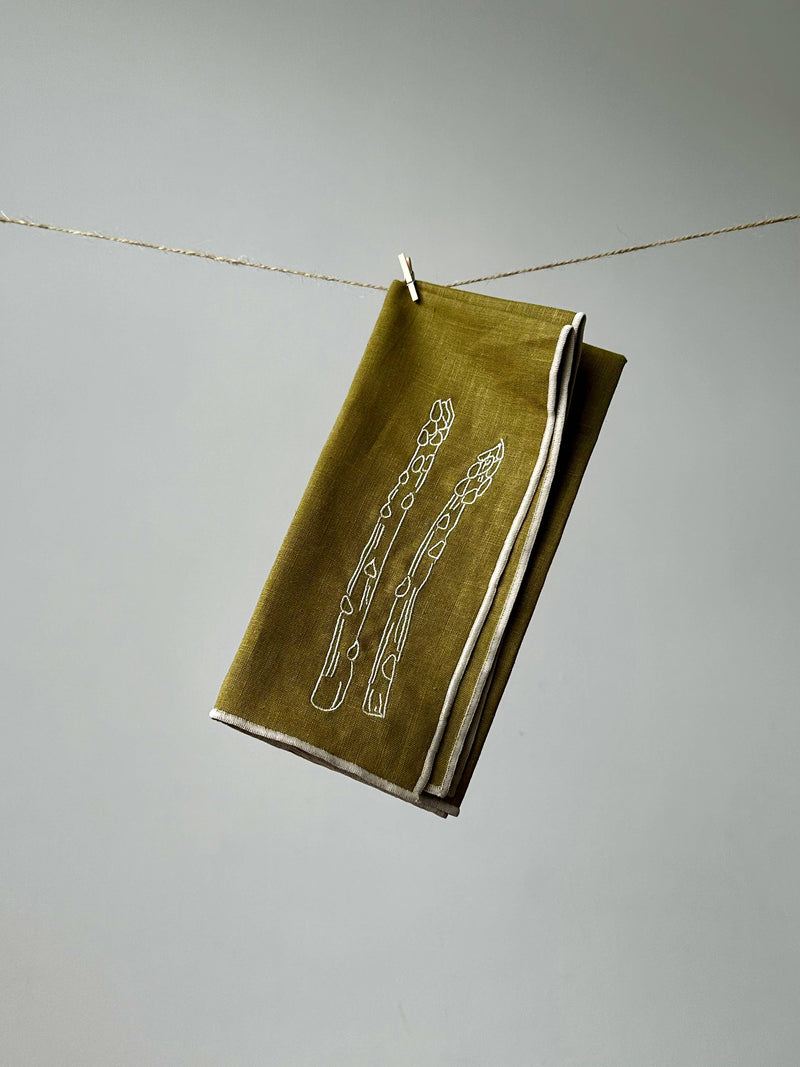 Linen Blend Napkins - Asparagus (Set of 2)