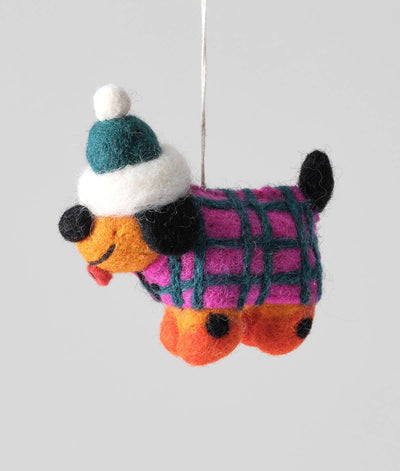 Toots, Dog In Hat Hanging Felt Ornament