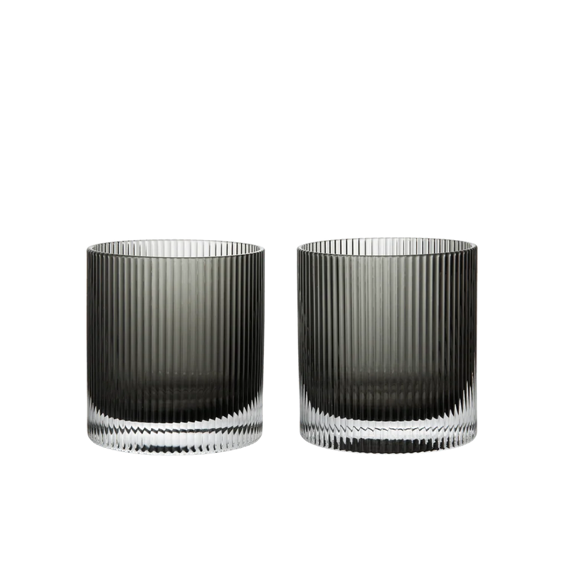 Ripple Tumbler Glasses - Set of 2 - Smoked Grey