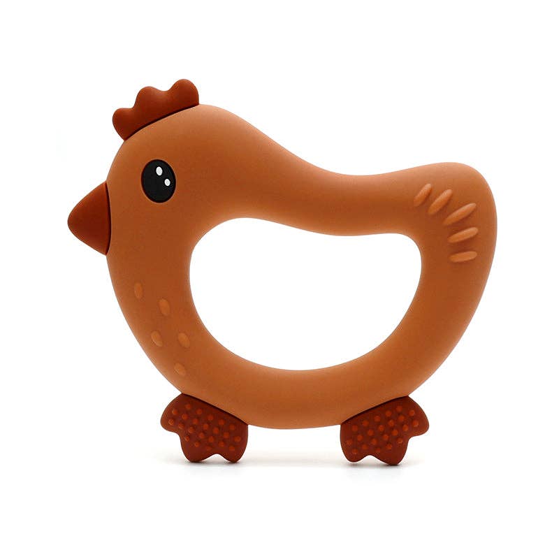 Silicone Teething Ring Chicken - Brown