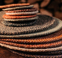 Jute Placemats 27cm in Tangerine/Natural, Tied Set of 4