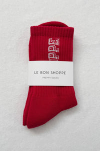 Preppy Socks - Red/Cream