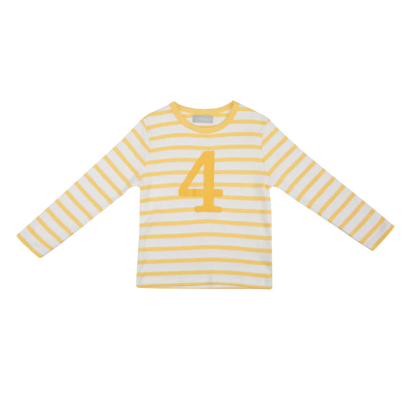 Buttercup & White Breton Striped Number T-Shirt