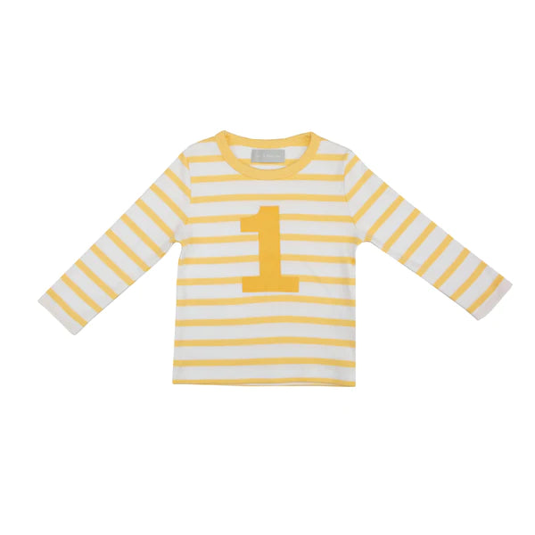 Buttercup & White Breton Striped Number T-Shirt