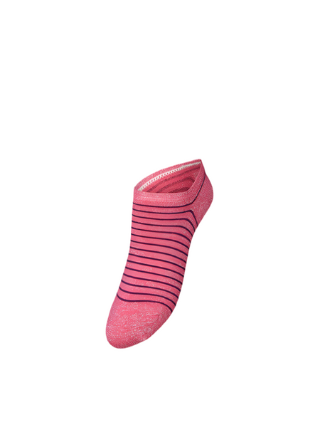 Stripe Glitter Sneakie Sock - Hot Pink