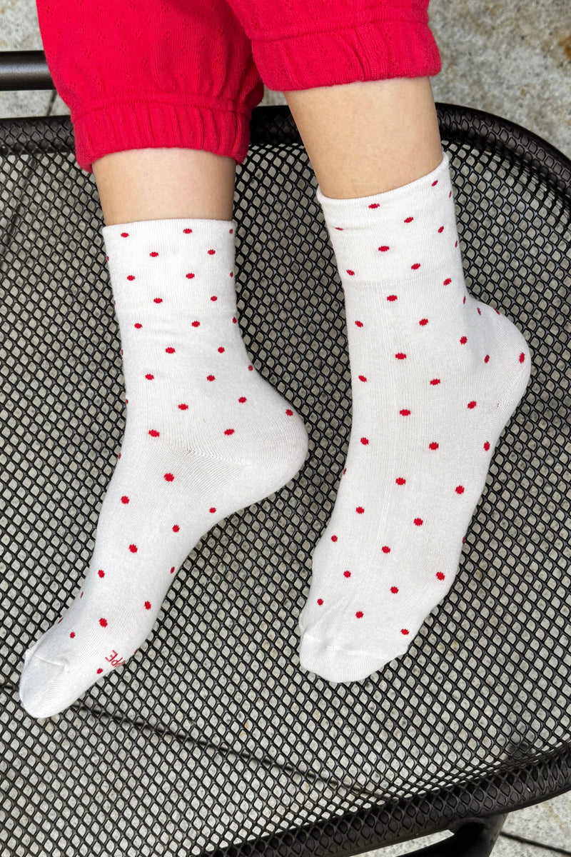Polka Dot Sneaker Socks - Cacao/ Blue
