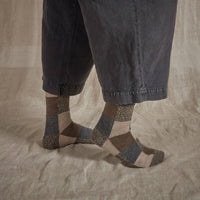 Fine Merino Wool Socks - Earth Patchwork: UK 4-7