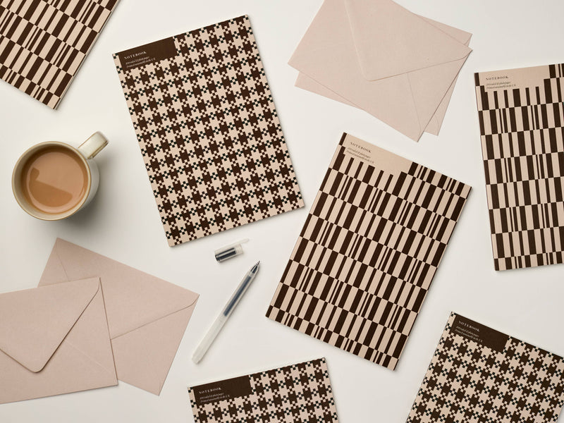 A5 Brown Umber Flower Blanket Tile Notebook