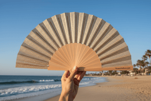 Champagne Gold Glitter fan - 23cm