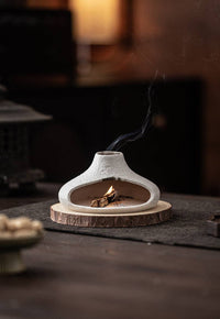Gohobi Little Chimney Ceramic Aromatherapy Fireplace Burner: White