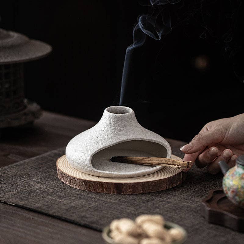 Gohobi Little Chimney Ceramic Aromatherapy Fireplace Burner: White