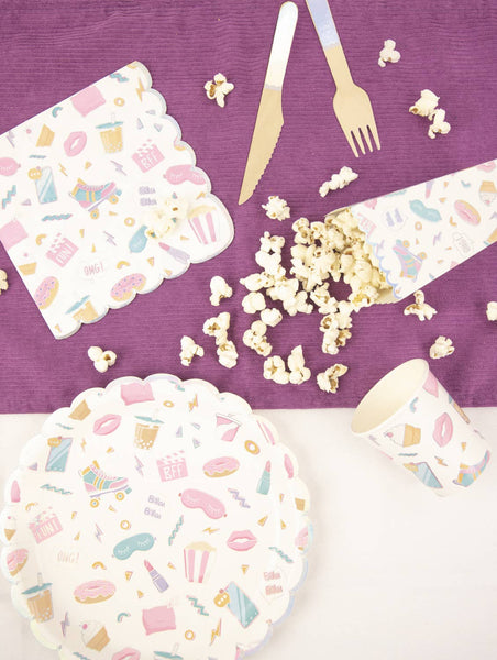 SCALLOPED NAPKINS 33X33CM PAJAMA PARTY X 16