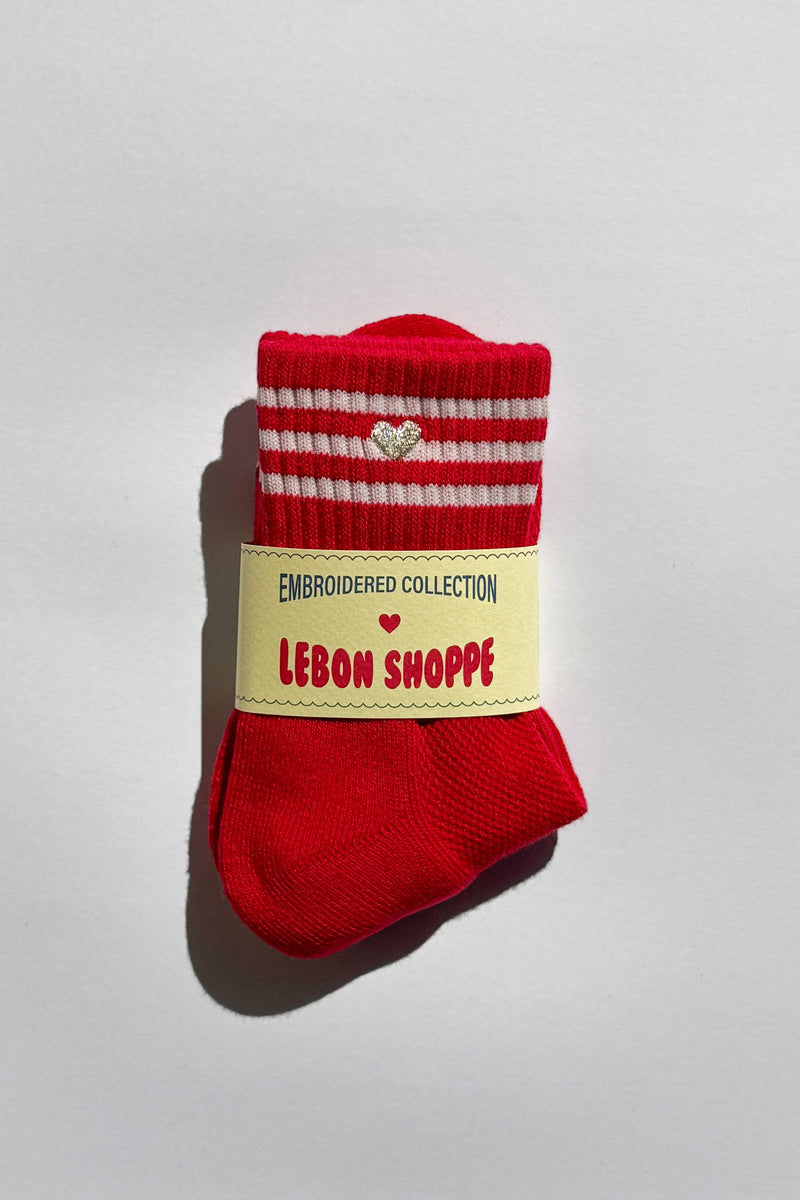 Embroidered Girlfriend socks - Scarlet & Heart