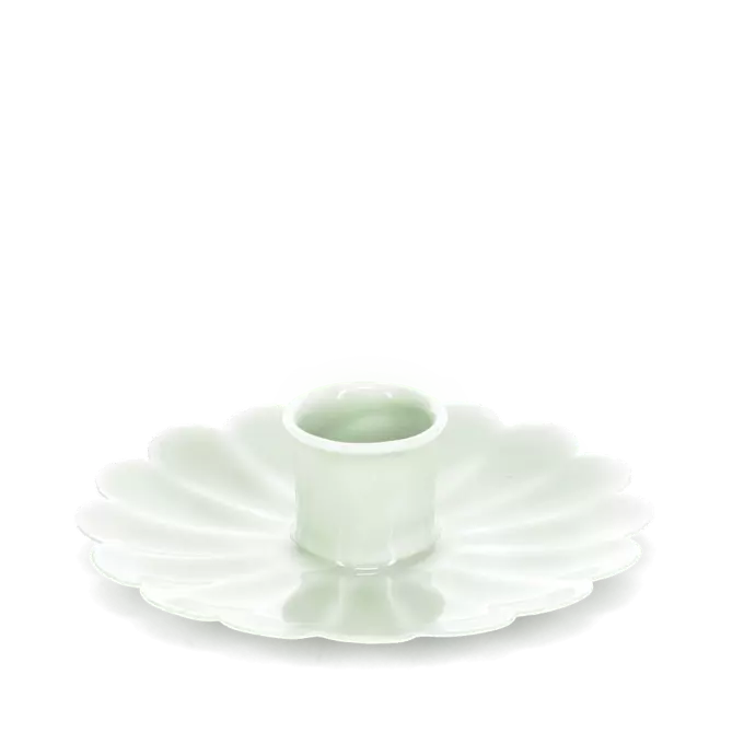 Enamel Flat Flower Candle Holder - Light Grey