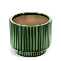Ridged Plant Pot - Green