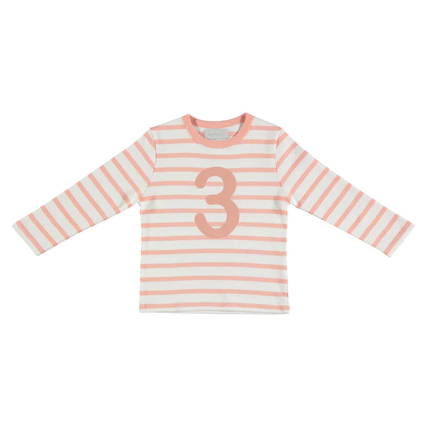 Shrimp & White Breton Striped Number T-Shirt