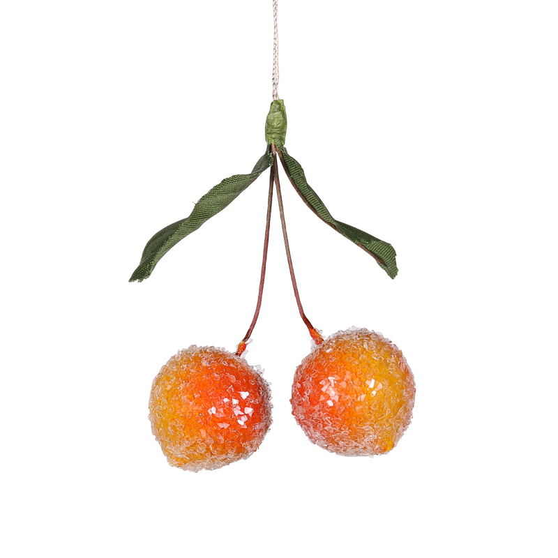 Spun Cotton Frosted Fruit Christmas Decoration, 6cm: Clementine