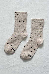 Polka Dot Sneaker Socks - Cacao/ Blue