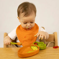 Rubberwood Baby Plate & Spoon Set - Cathy the Carrot