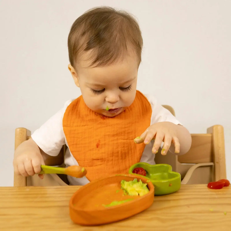 Rubberwood Baby Plate & Spoon Set - Cathy the Carrot