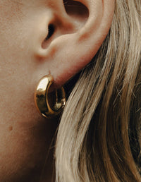 Medium Leverback Bold Hoop Earrings - Gold