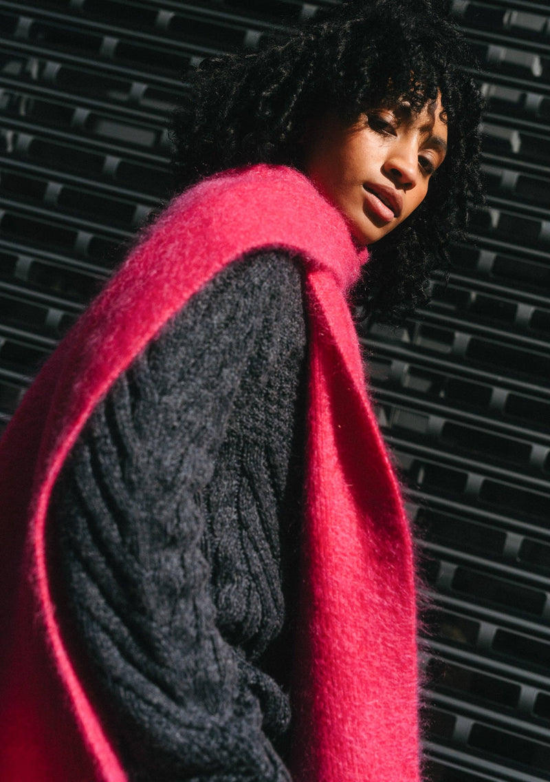 Mohair & Wool Scarf in Magenta