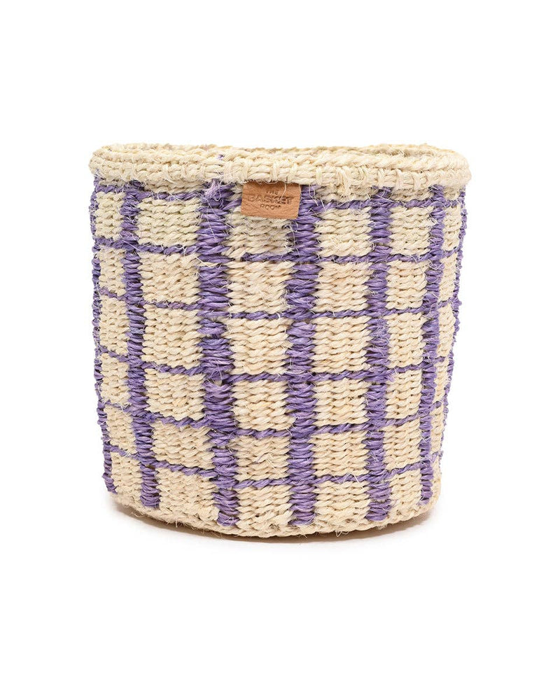 The Basket Room - CHANGIA: Lavender Check Woven Storage Basket: S / Purple / Checked