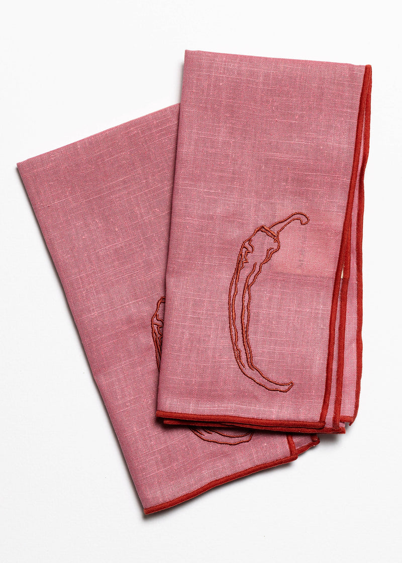 Linen Blend Napkins - Chilli (Set of 2)