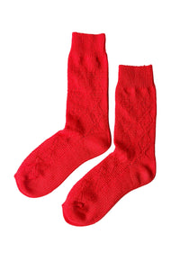 Modal Eyelet Socks - Poppy Red