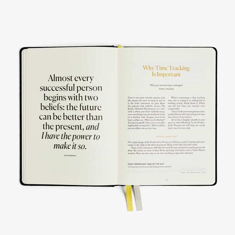 Productivity Planner Black - Time Tracking, Goals, Self-Care