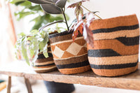 The Basket Room - KADI: Geometric Natural and Black Baskets: Stripes & Checks - Medium