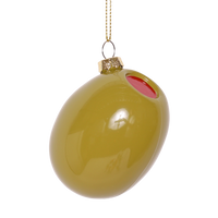 Olive Glass Decoration, 7cm