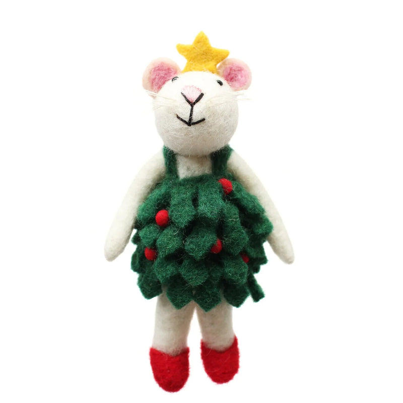 Mouse in Holly Dress Decoration