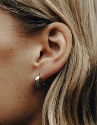 Small Leverback Bold Hoop Earrings - Silver